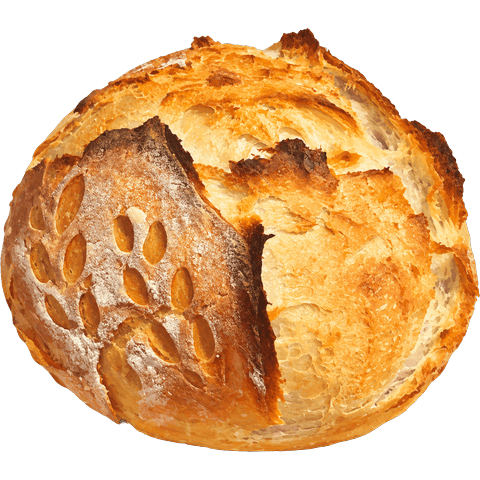 Artisan loaf with a golden, scored crust